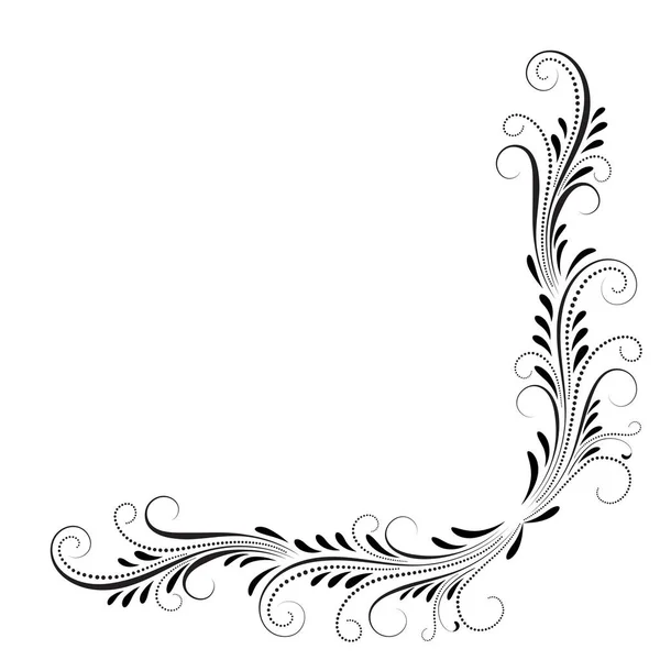 Decorative Floral Corner Ornament Angular Stencil Isolated White Background — Stock Vector