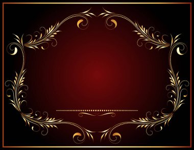 Dekoratif klasik çerçeve altın çiçekli süs ve dekoratif Victoria tarzı dekoratif kitapçık kapağı, davetiye, tebrik ya da sunum için.