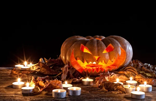 Calabaza de Halloween en la oscuridad — Foto de Stock