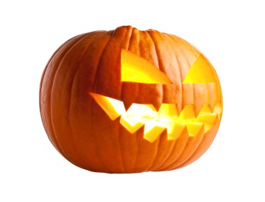 Beyaz üzerine Cadılar Bayramı Balkabağı