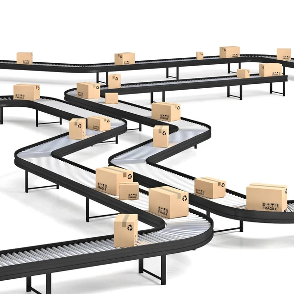 Cardboard boxes on conveyor belt Stock Photo by ©bioraven 5573059