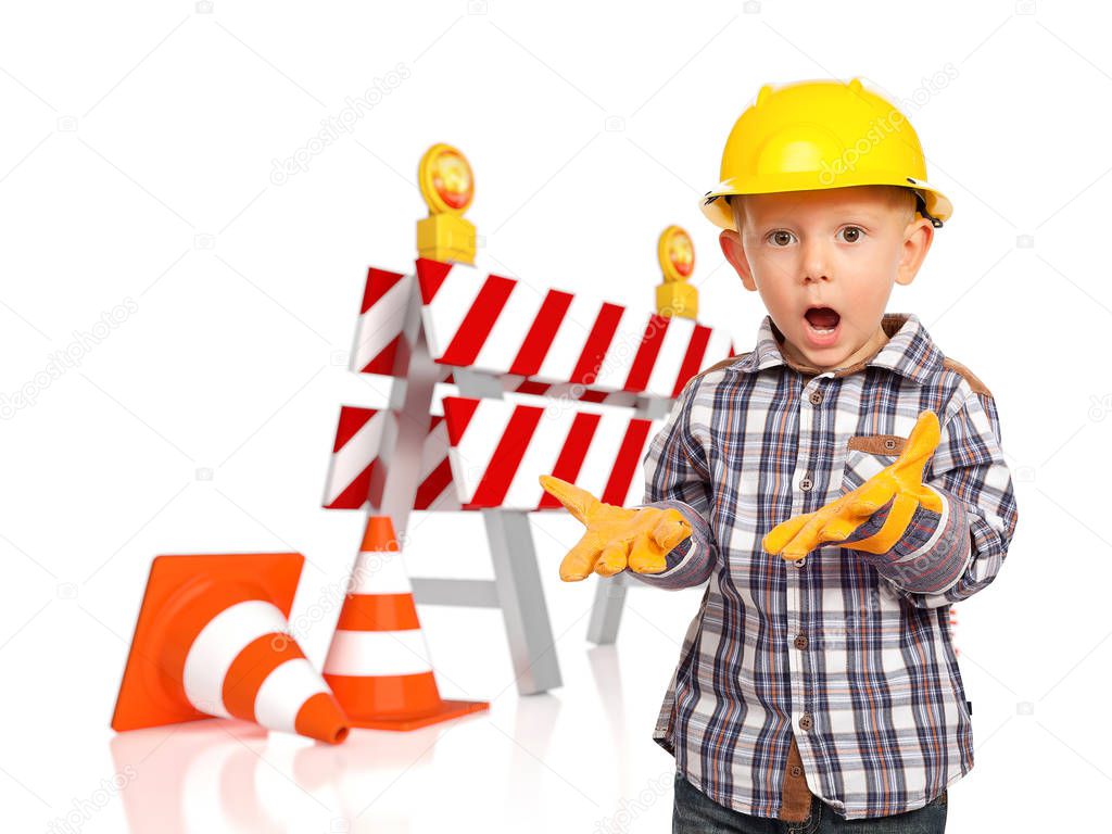 kid and traffic barrier 3d