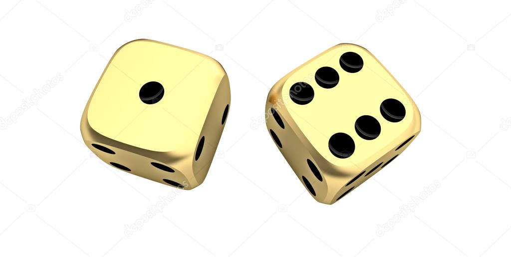 casino 3d dice on white