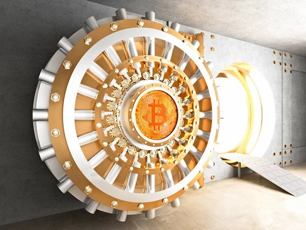 Tür zum Bitcoin-Tresor — Stockfoto