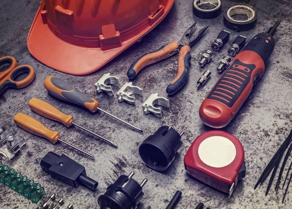 Electrician tools background — Stock Photo, Image