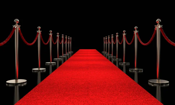 Červený koberec a bariéry — Stock fotografie