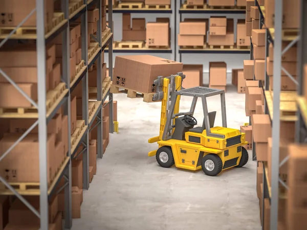 Classic warehouse and forklift — Stock Photo, Image