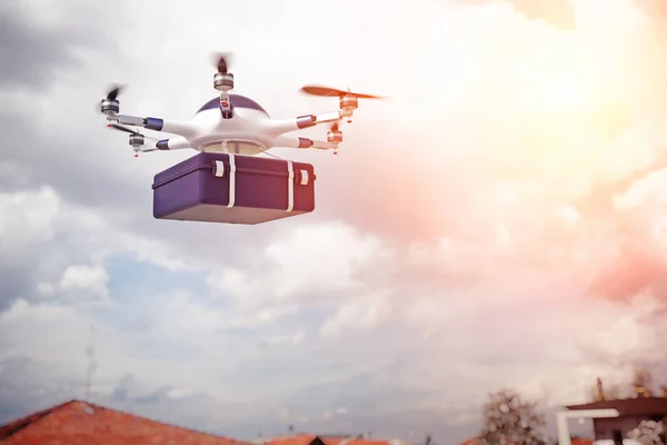 3D drone, a város — Stock Fotó