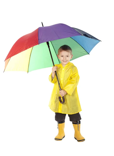 Kind mit Regenmantel — Stockfoto