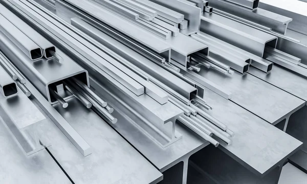 Steel metal beam 3d — Stock Photo, Image