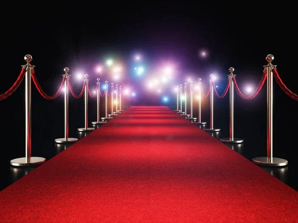 Red carpet and flash — Stock Photo, Image