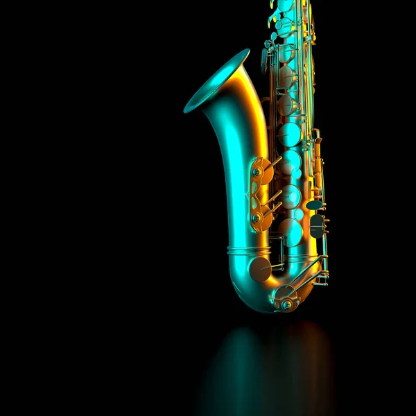 Detalle de un saxofón sobre un fondo negro — Foto de Stock