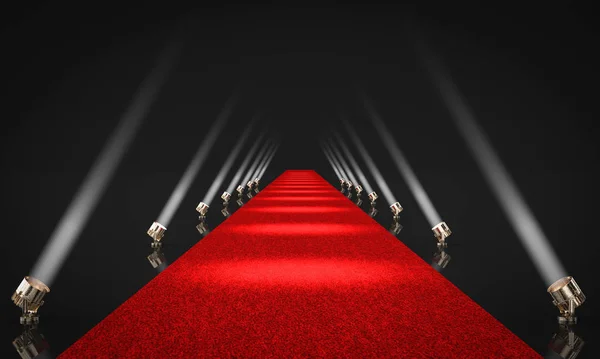 3d render image of an entrance with red carpet — 스톡 사진