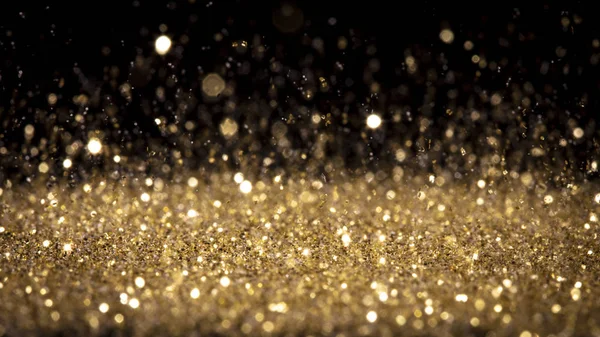 Detalj glittrande guld damm i rörelse. — Stockfoto