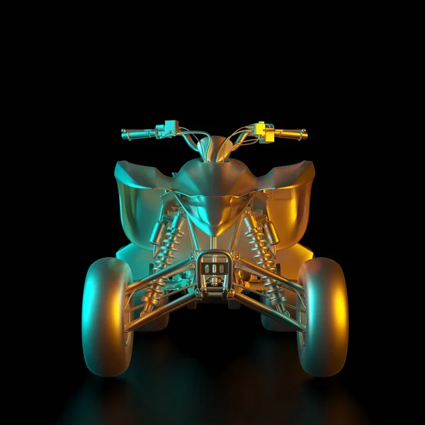 3d render image of a gold colored off-road quad. — Stockfoto