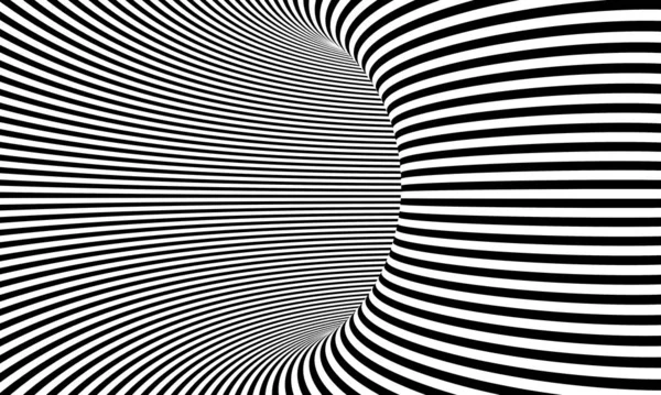 Tunel Renderuje Czarno Białe Paski Tworzące Optyczny Efekt Głębi Nikogo — Zdjęcie stockowe