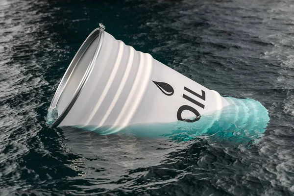 Бочка Нафти Плаває Морі Концепція Кризи Нафтовому Паливному Світі Економічний — стокове фото