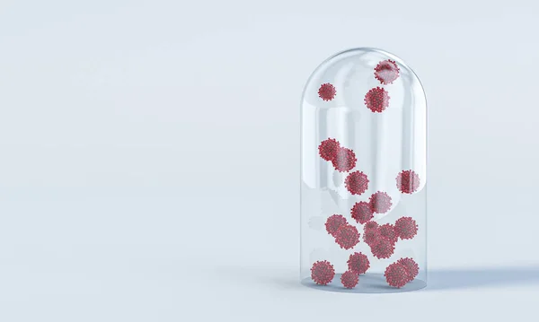 Скляний Дзвін Зображенням Кованих Коронавірусів Всередині Запобігання Вакцина Імунітет Концепція — стокове фото