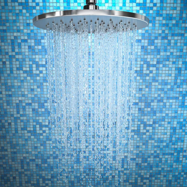 Detail Des Wassers Aus Dem Modernen Runden Kopf Einer Dusche — Stockfoto