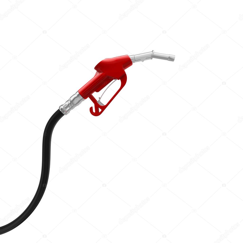 red petrol pump isolated on white background. nobody around. 3d render.