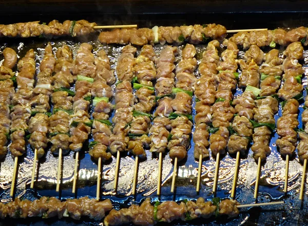 Skewers with Meat and Leeks — Stock Photo, Image