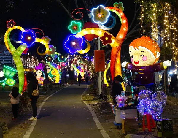 Kaohsiung Taiwan February 2020 Lampu Berwarna Dipajang Selama Festival Lentera — Stok Foto