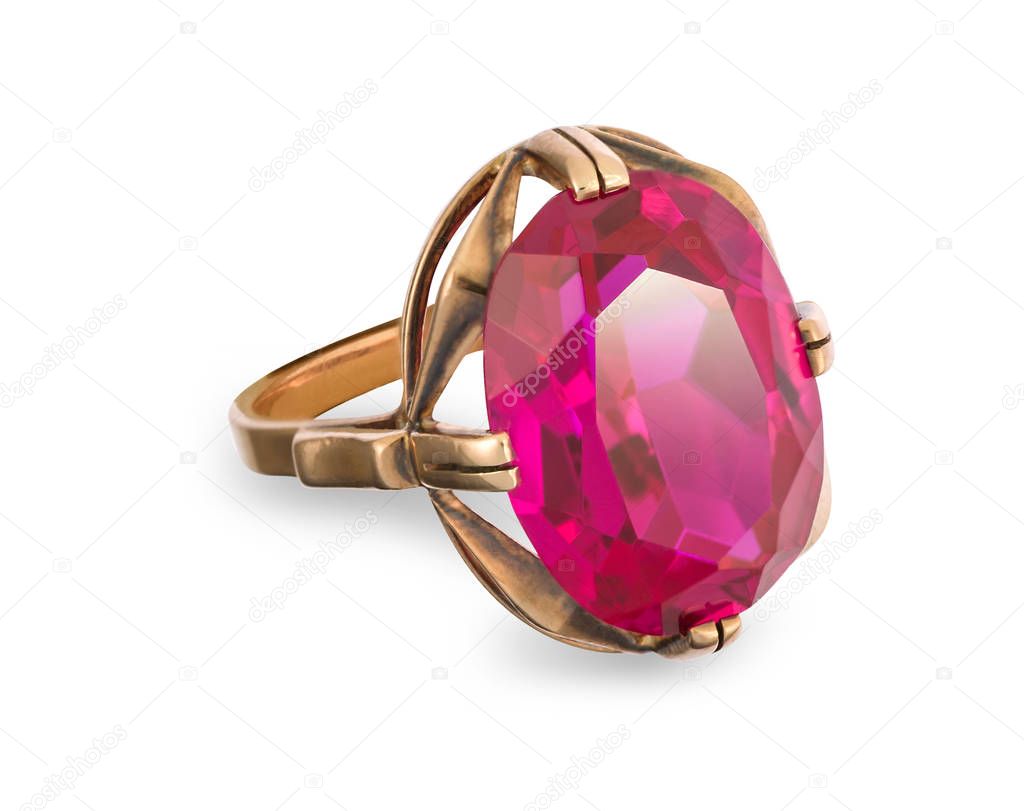 Golden ring with ruby