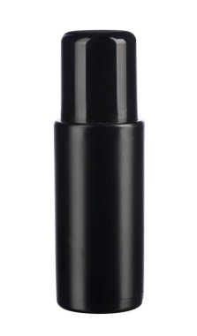 Siyah plastik şişe beyaz arkaplanda izole