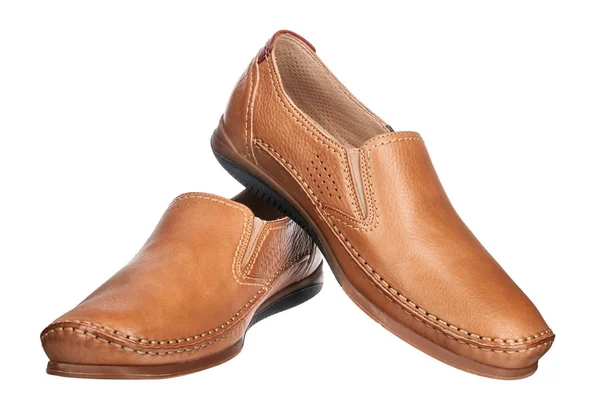Brunt läder manliga skor, isolerade — Stockfoto