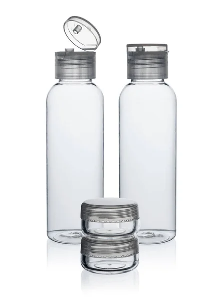 Пластиковые бутылки и банки для косметики Стоковое Фото