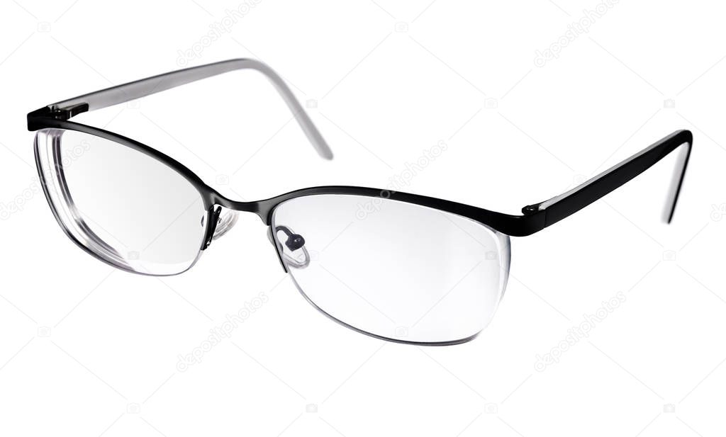 black eye glasses isolated on white