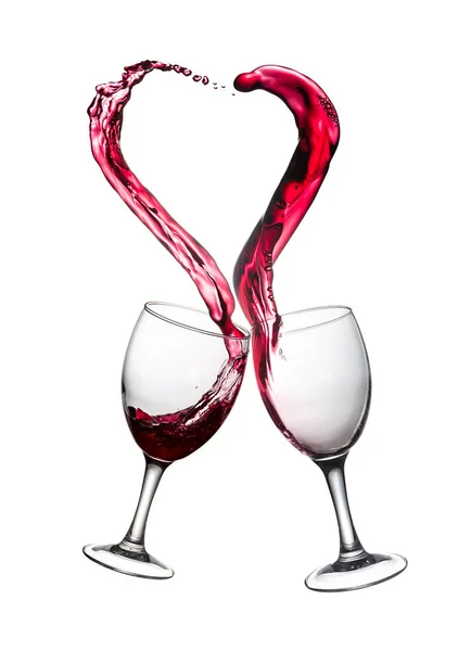 Due bicchieri di vino rosso Astratto Cuore Splash — Foto Stock