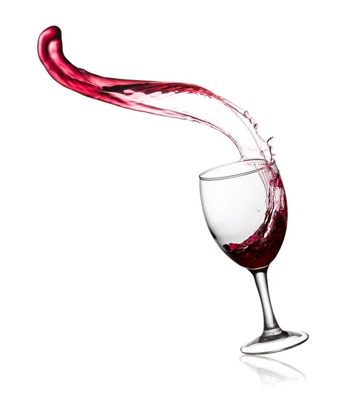 Glas rode wijn met spatten — Stockfoto
