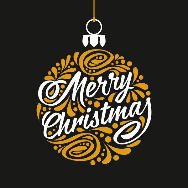 Holidays greeting card with abstract doodle Christmas ball. Merry christmas — Stock Vector