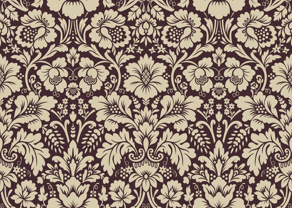 Vector seamless floral damask pattern