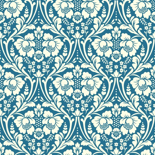 Pola damask flora tak bergambar vektor - Stok Vektor