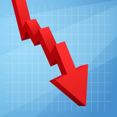 Kırmızı ok grafik izole üzerinde beyaz arka plan gidiyor