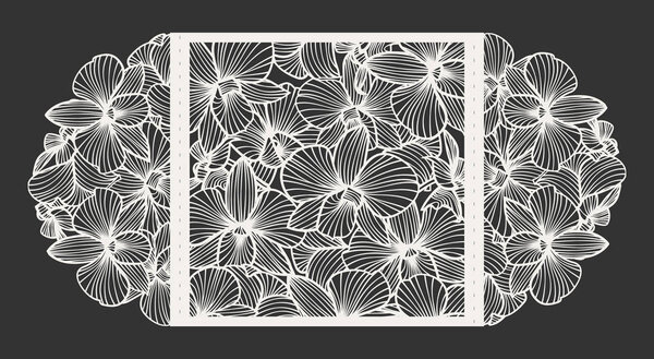 Laser cut vector wedding invitation with orchid flowers for decorative panel