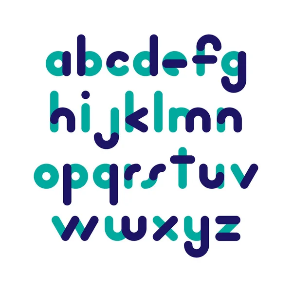 Twee kleuren afgerond platte lettertype. Vector brieven — Stockvector