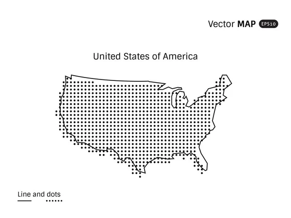 Vector punteado mapa de Estados Unidos — Vector de stock