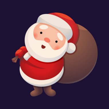 Koyu arka plan üzerinde Noel Baba. Etiket neşeli Noel Baba