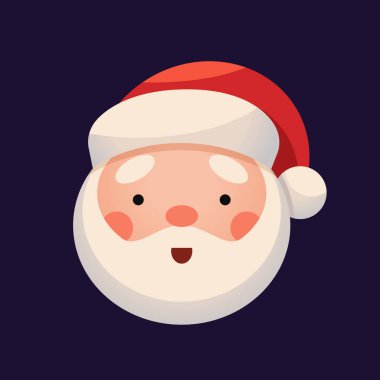 Noel Baba yüzü koyu arka plan üzerinde. Etiket neşeli Noel Baba emojicon