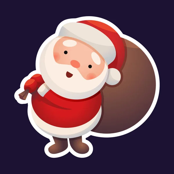 Weihnachtsmann auf dunklem Hintergrund. Aufkleber lustiger Weihnachtsmann — Stockvektor