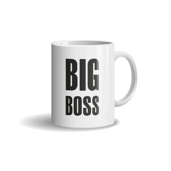 Foto realistische witte cup op witte achtergrond. Big Boss — Stockvector