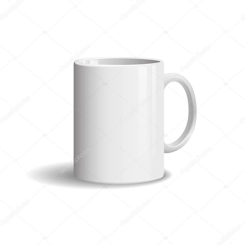 Photo realistic white cup on white background