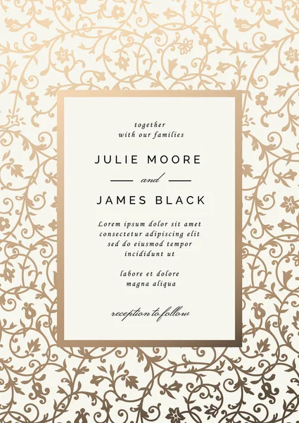 Modèle d'invitation de mariage vintage — Image vectorielle