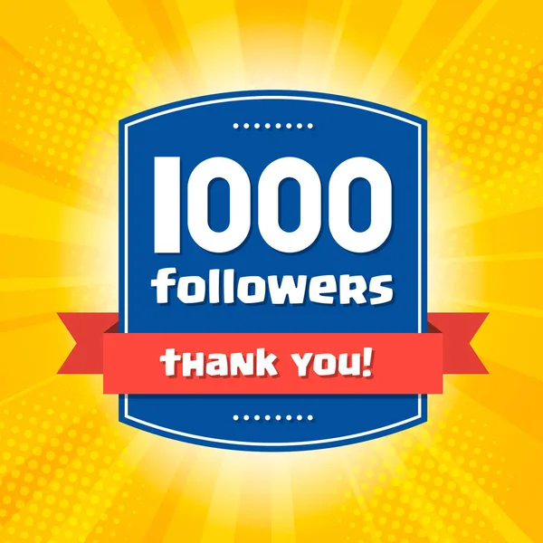 1000 seguidores Gracias tarjeta de diseño — Vector de stock