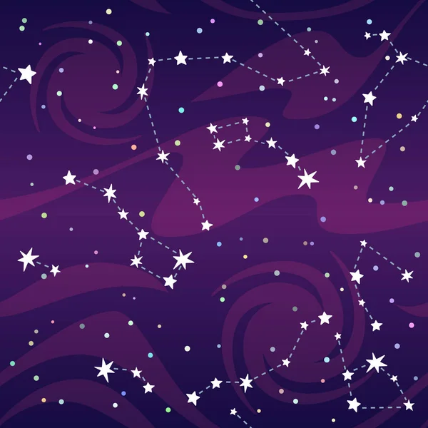 黒の背景の星座のシームレス パターン — ストックベクタ
