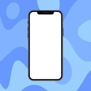 Vektör gerçekçi modern cep telefonu. Vektör mobil cihaz konsepti. Model mavi arka planda izole edildi. Vektör illüstrasyonu Akıllı Telefon