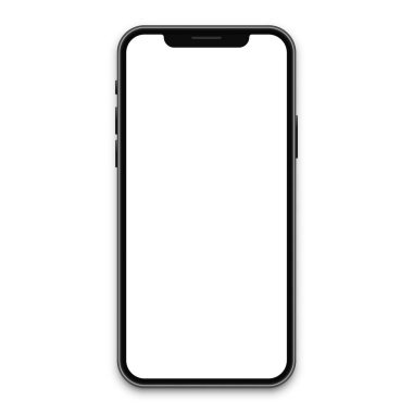Vektör gerçekçi modern cep telefonu. Vektör mobil cihaz konsepti. Model beyaz arka planda izole edildi. Vektör illüstrasyonu Akıllı Telefon